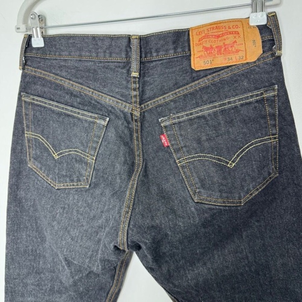 Levis 501 Black Wash Jeans Mens 34 - Picture 5 of 12